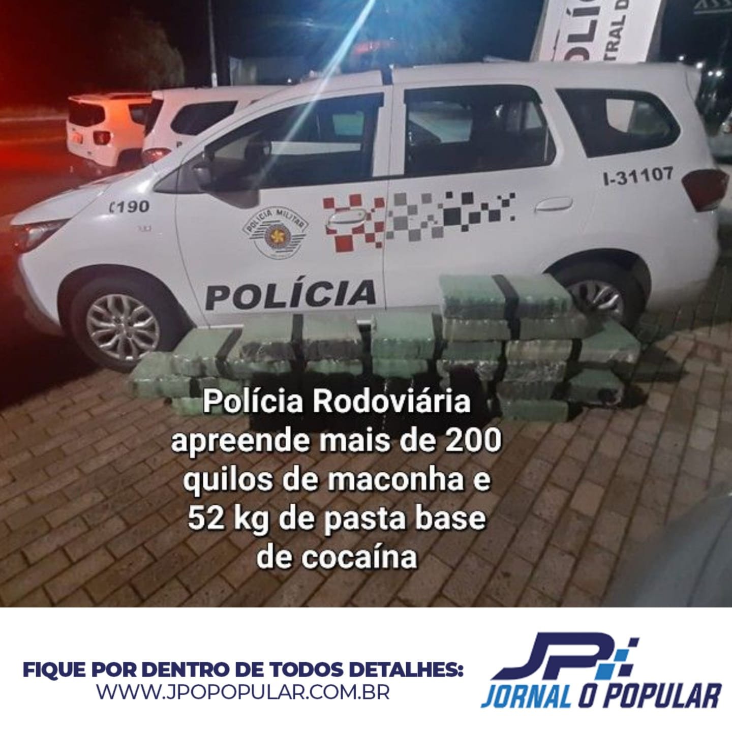 Polícia Rodoviária apreende mais de 200 quilos de maconha e 52 kg de pasta base de cocaína na região de Marília