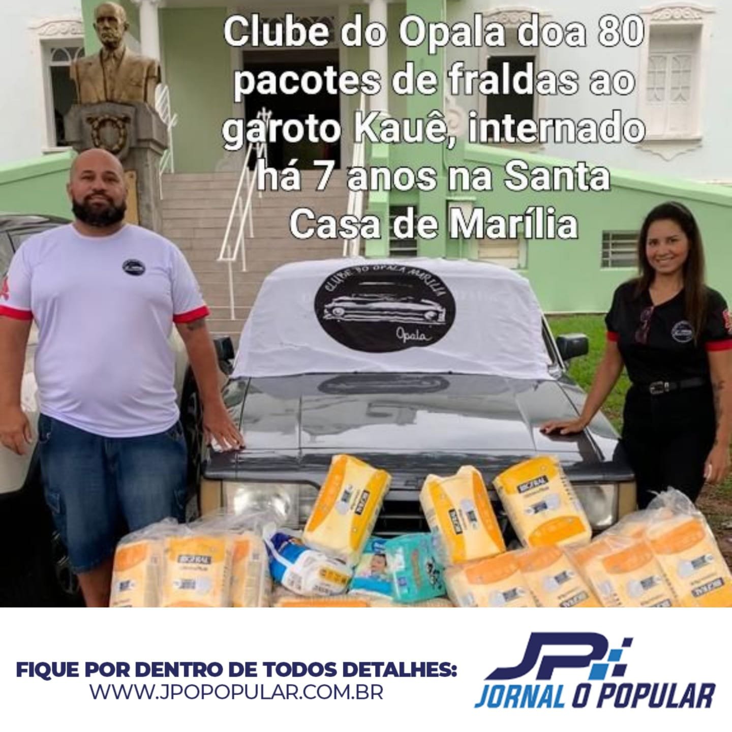 Clube do Opala doa 80 pacotes de fraldas ao garoto Kauê, internado há 7 anos na Santa Casa de Marília