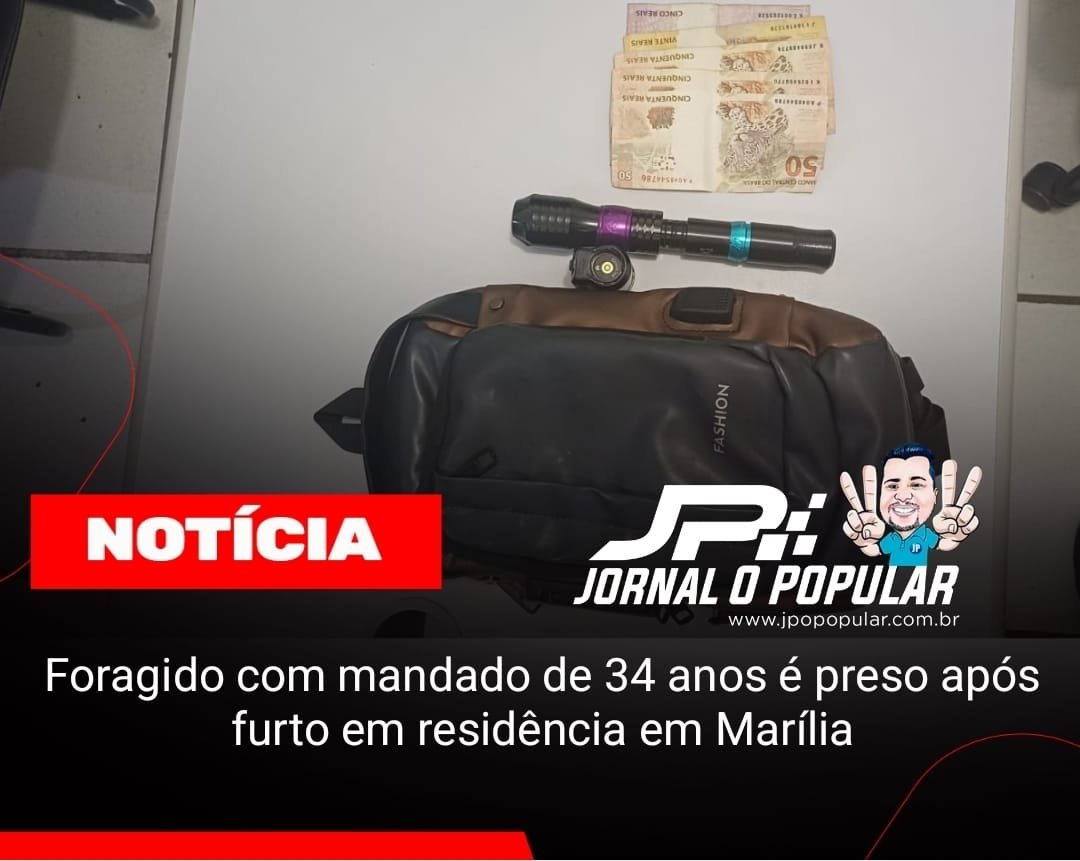 Foragido com mandado de 34 anos é preso após furto em residência em Marília