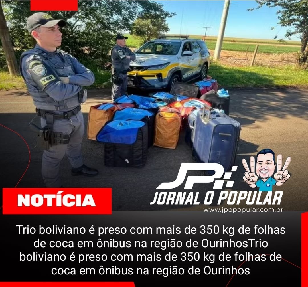 Trio boliviano é preso com mais de 350 kg de folhas de coca em ônibus na região de Ourinhos