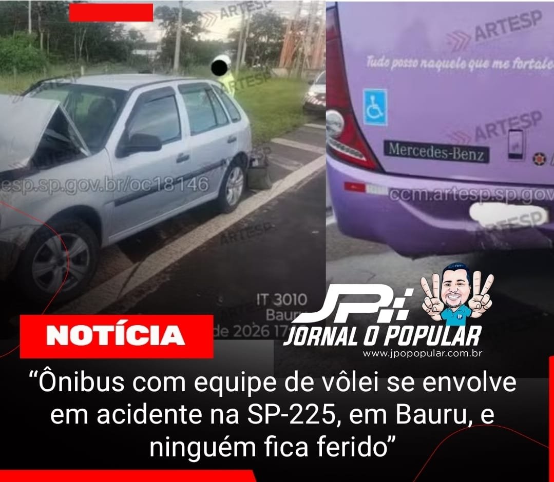 “Ônibus com equipe de vôlei se envolve em acidente na SP-225, em Bauru, e ninguém fica ferido”