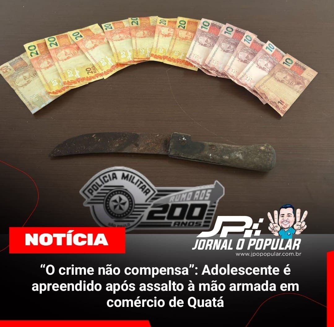 “O crime não compensa”: Adolescente é apreendido após assalto à mão armada em comércio de Quatá